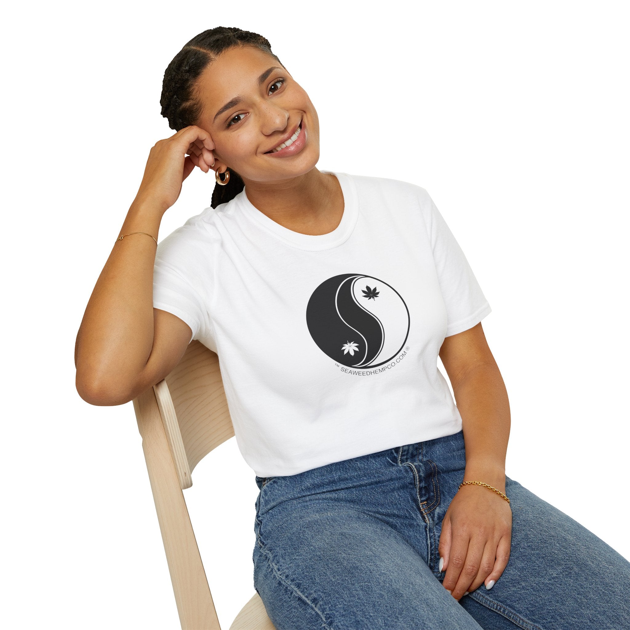 Yin Yang  with Hemp leaves