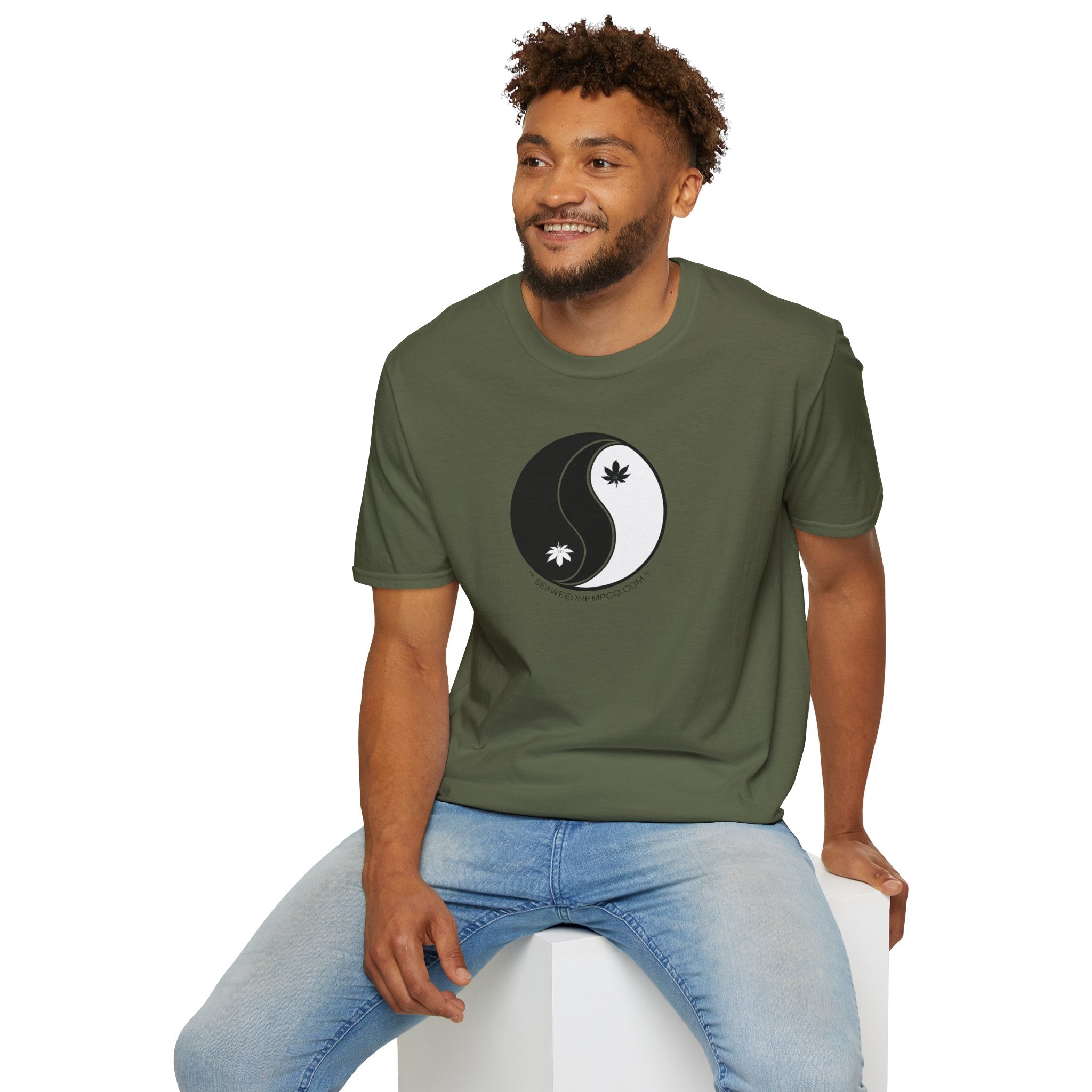 Yin Yang  with Hemp leaves