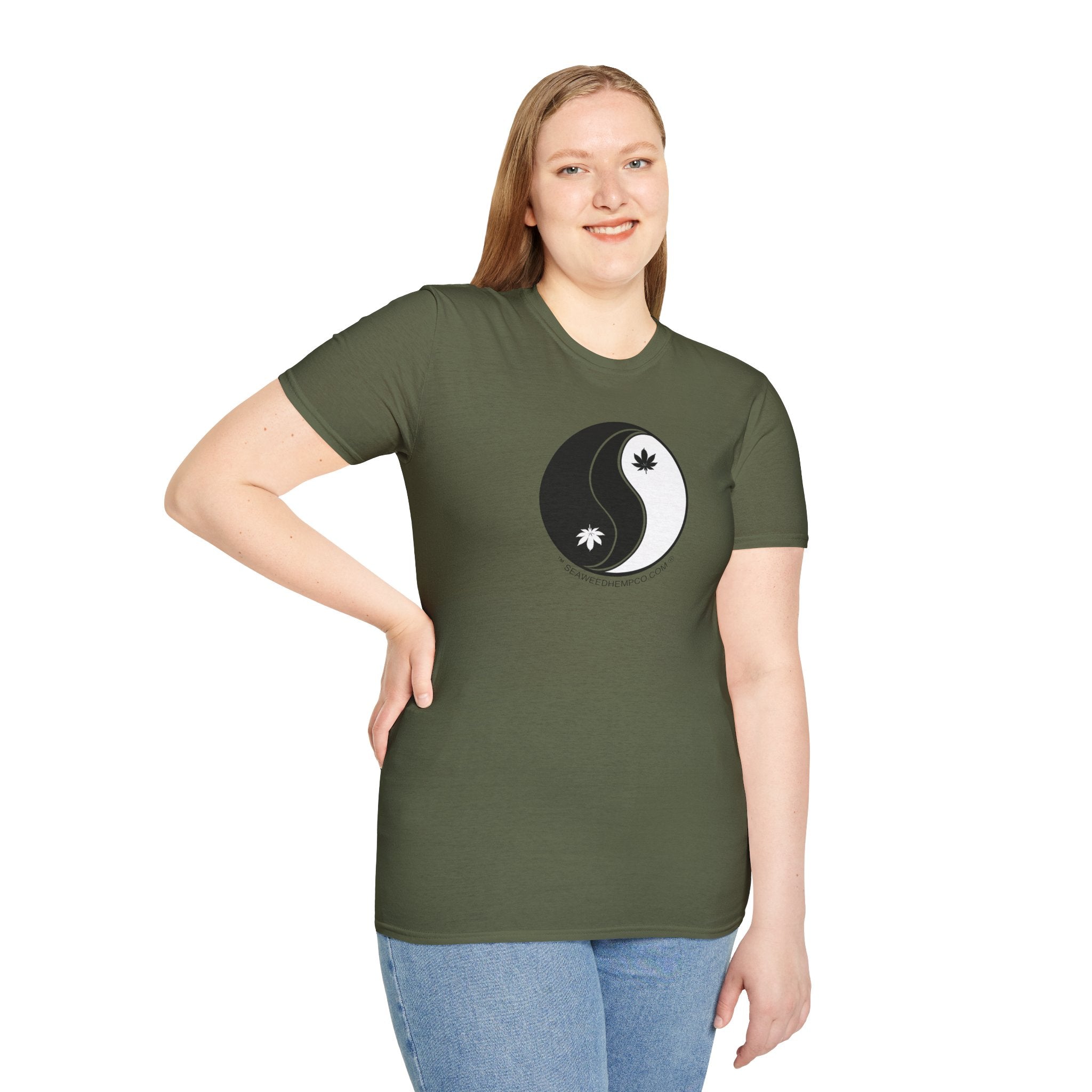 Yin Yang  with Hemp leaves