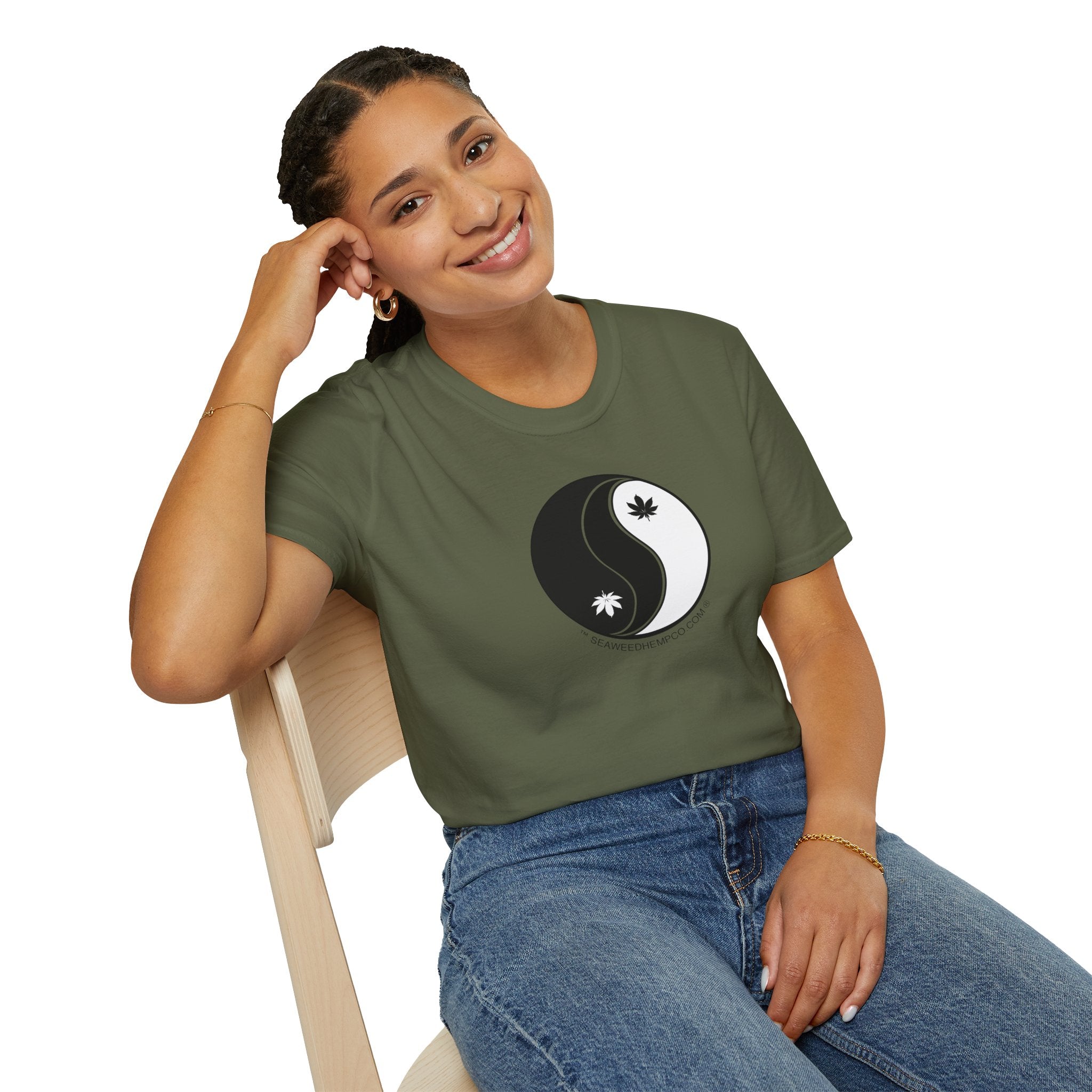 Yin Yang  with Hemp leaves