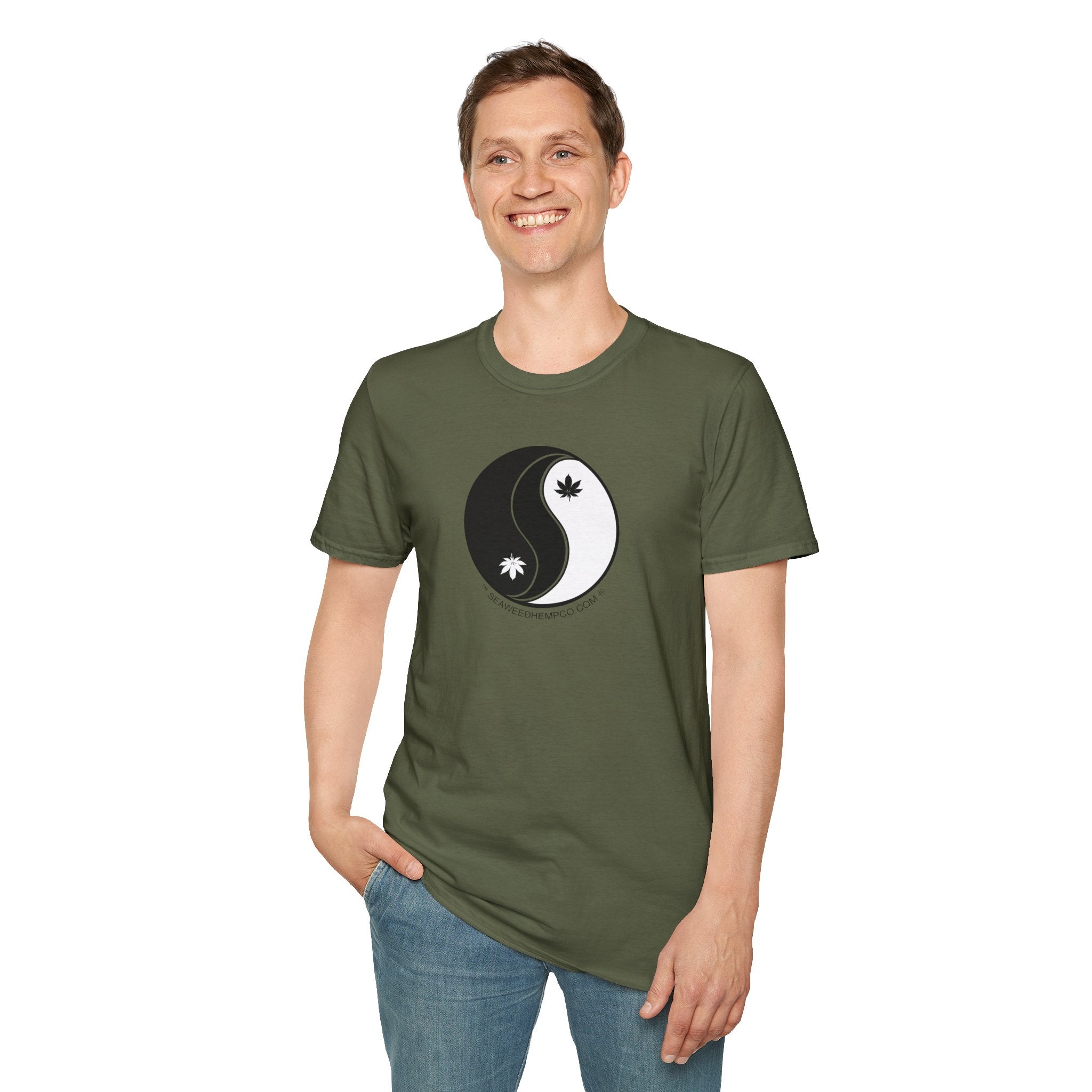 Yin Yang  with Hemp leaves