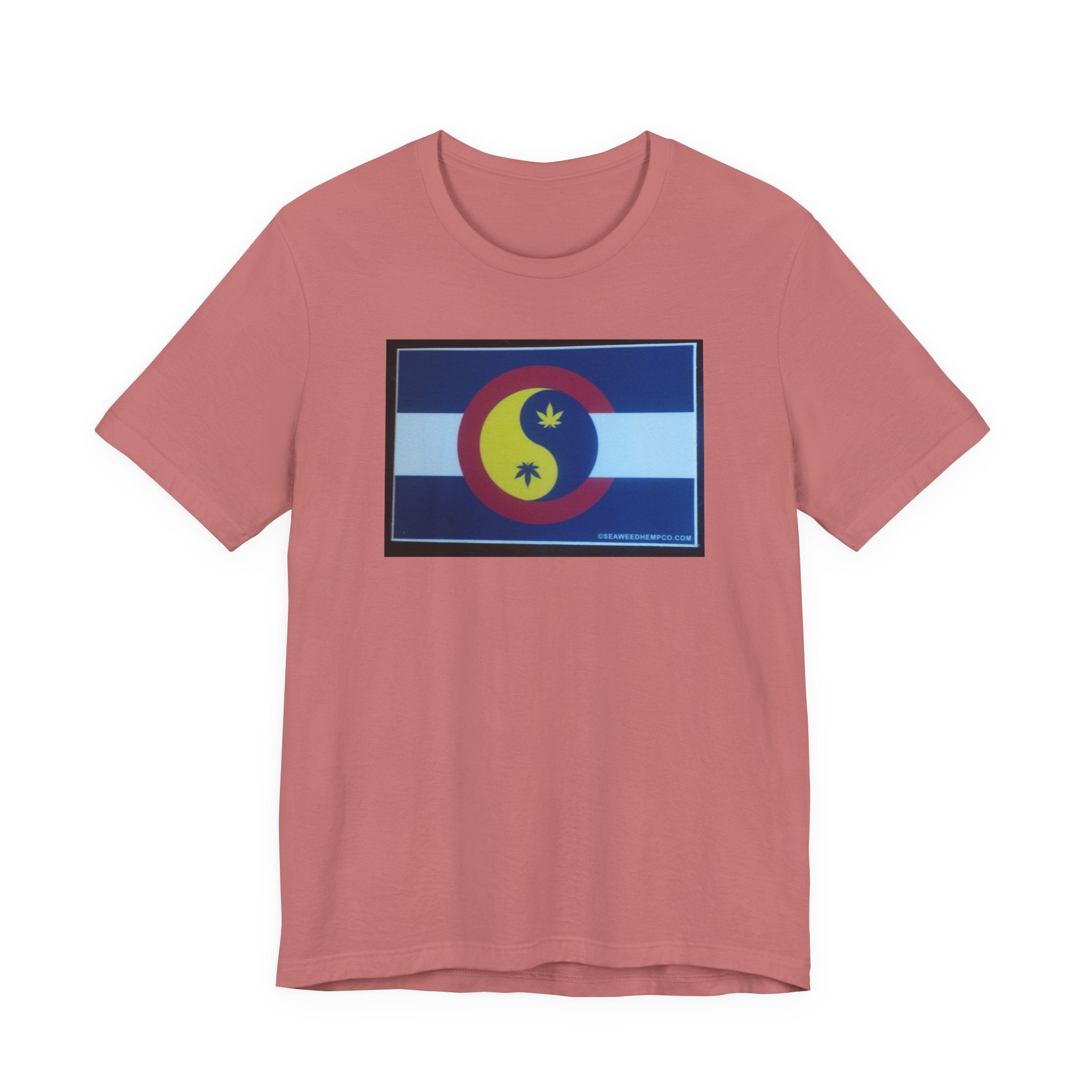 Colorado Hemp Flag T‑Shirt — Cannabis Leaf Centennial C Design