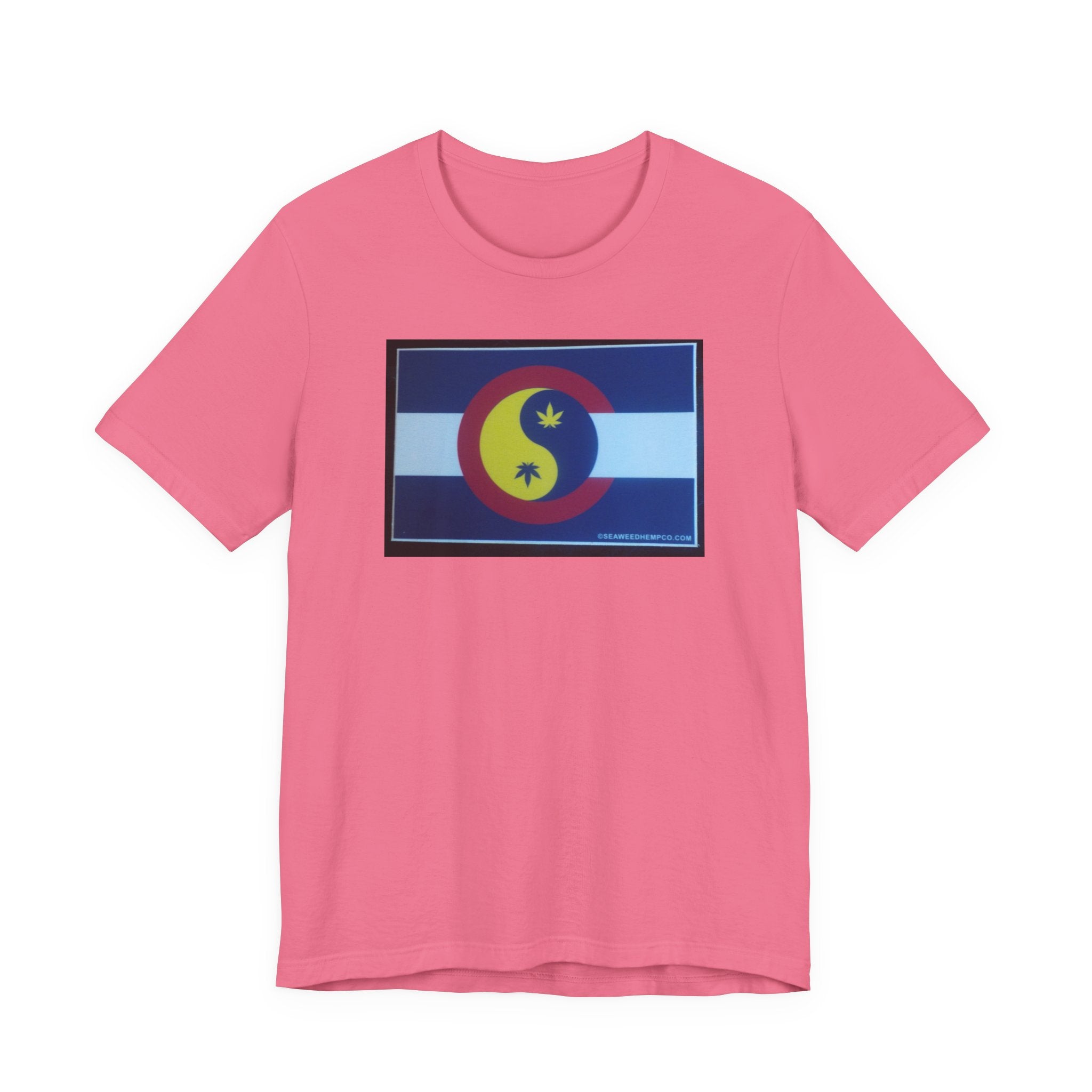 Colorado Hemp Flag T‑Shirt — Cannabis Leaf Centennial C Design