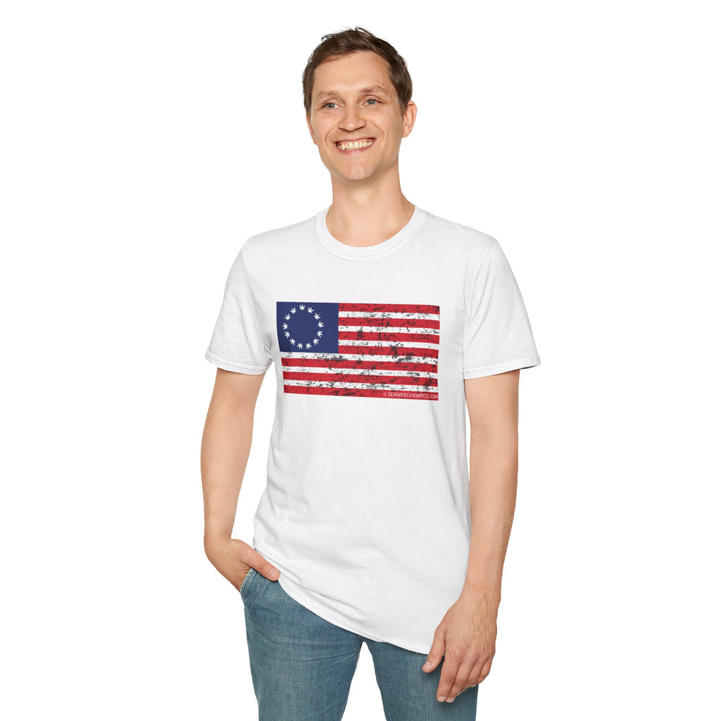 Distressed American Revolution Flag — Vintage 13 Hemp Stars