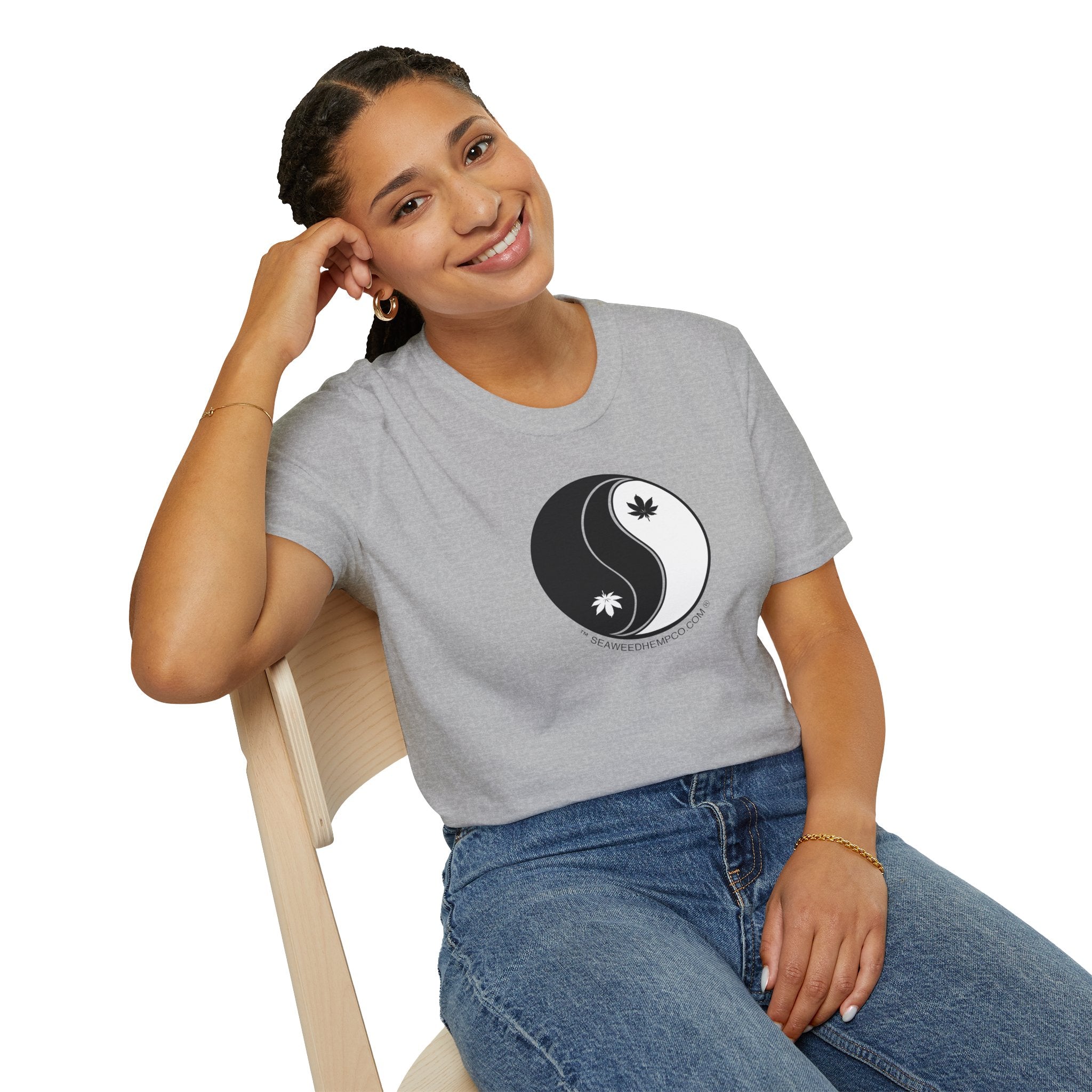 Yin Yang  with Hemp leaves